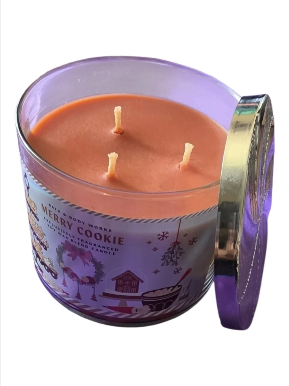 Bath & Body Works Merry Cookie Candle - Purple & Gold